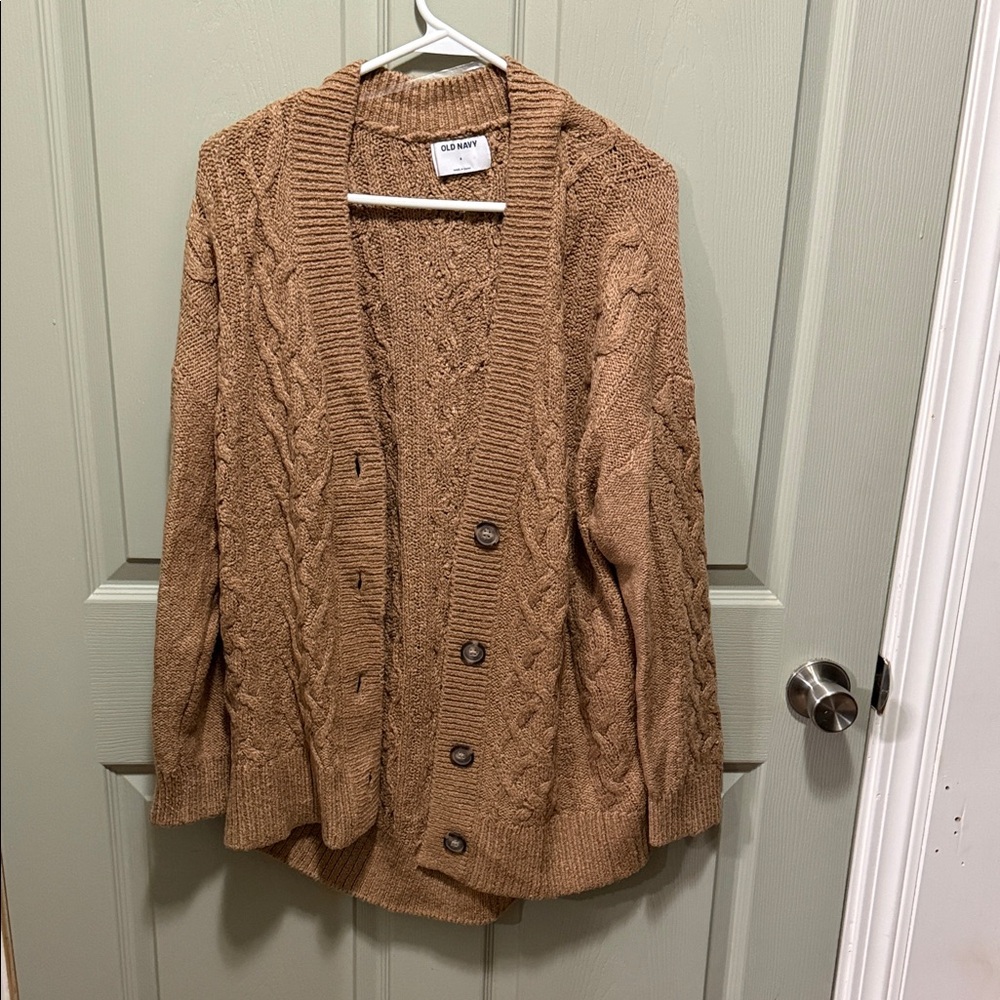 Old Navy Women's Tan Cable Knit Cardigan